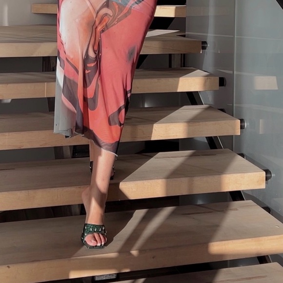 SOLD | Cape Robbin Tennon Faux Crocodile Square Open Toe Shoes Heels - Picture 10 of 15